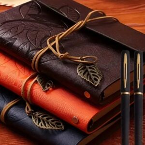 Vintage Leaf Embossed Notebook Set