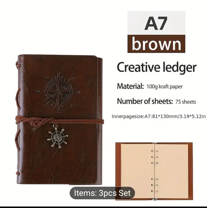 3-Piece Vintage Pirate-Themed Notebook & Journal Set - Image 3
