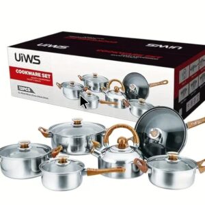 12-Piece Stainless Steel Cookware Set with Lids