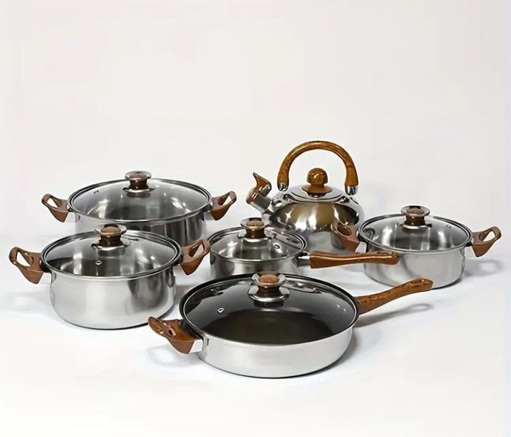 12-Piece Stainless Steel Cookware Set with Lids - Image 2